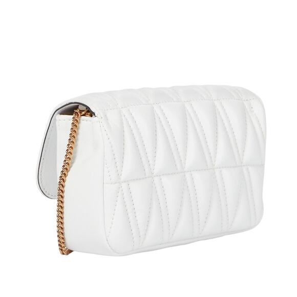 NWT Versace Virtus Mini White Quilted Leather Crossbody Bag with Gold Chain - Picture 2 of 15